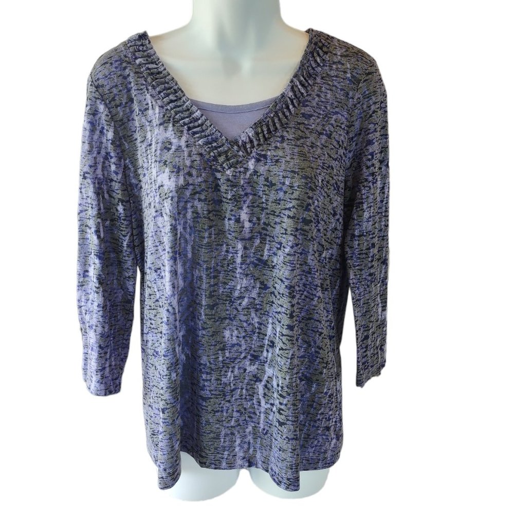 Erika Melanie 3/4 Sleeve  V-neck Top Size M